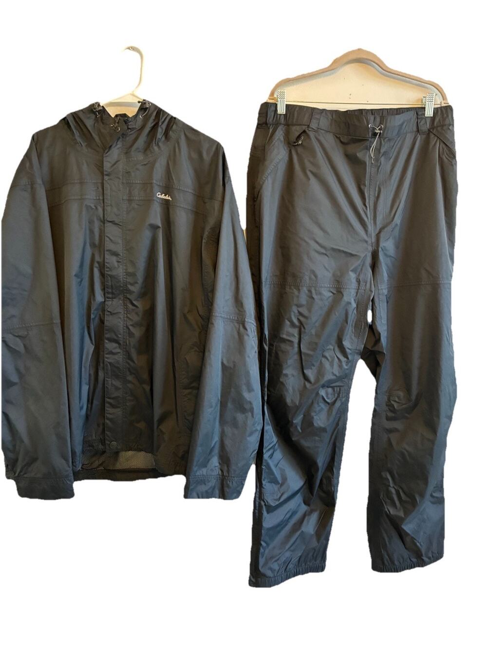 Cabela’s Rain Jacket Pants Set 2XL TALL , XL Black Outdoor Fishing Hunting Snow